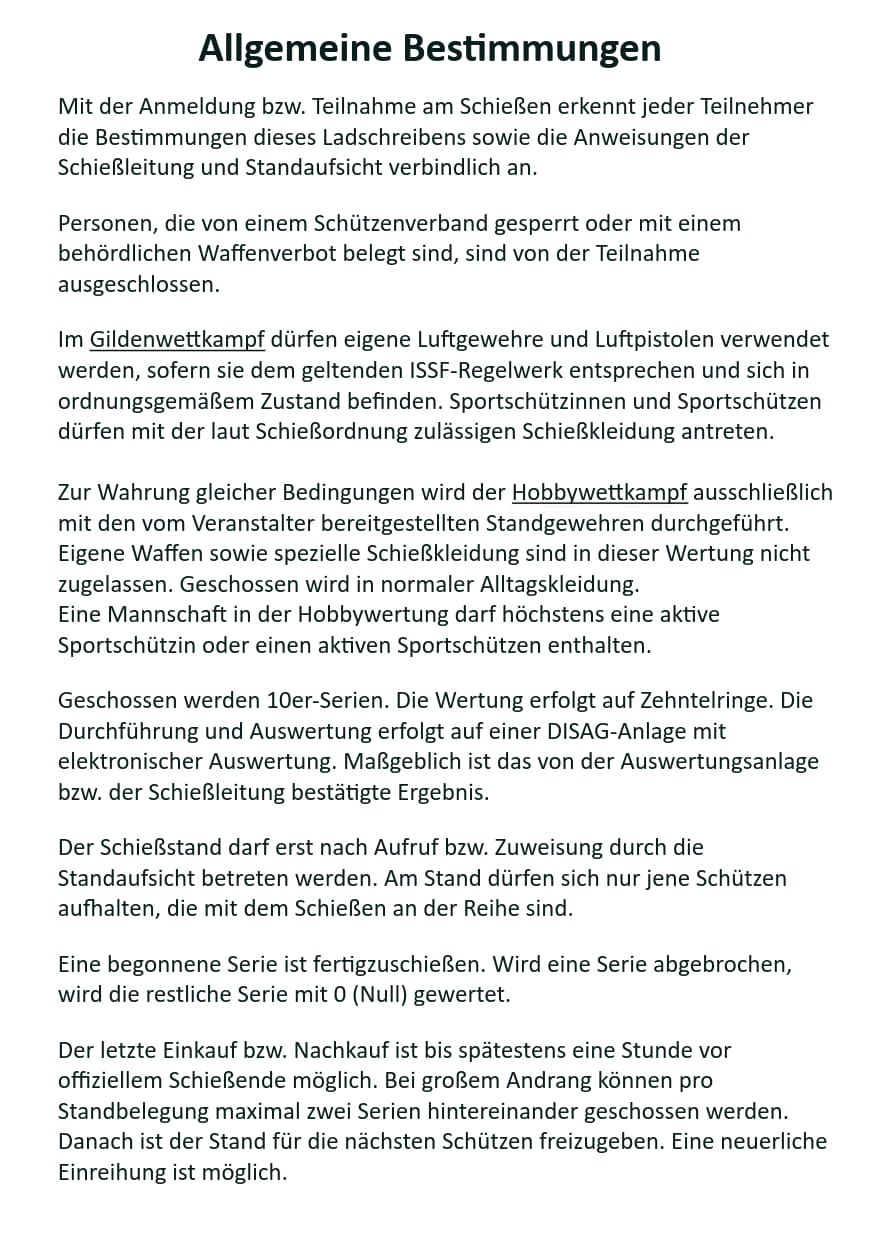 Plakatseite 12 zu 16. Mannschafts- und Vereineschießen